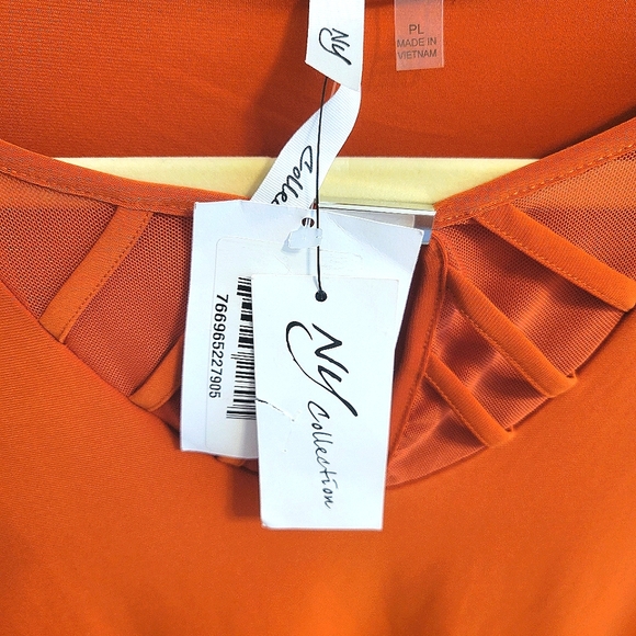 🎁FREE GIFT🎁 NY COLLECTION Orange Soft Lightweight Mesh Flutter Sleeve Knit Top - Picture 6 of 9